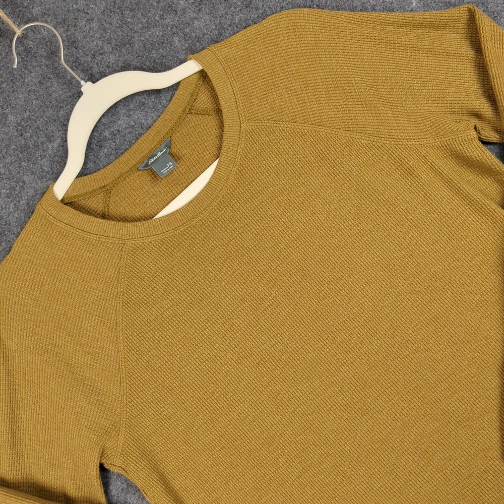 Eddie Bauer Womens Thermal Long Sleeve Top Shirt Mustard Yellow PS Made in India